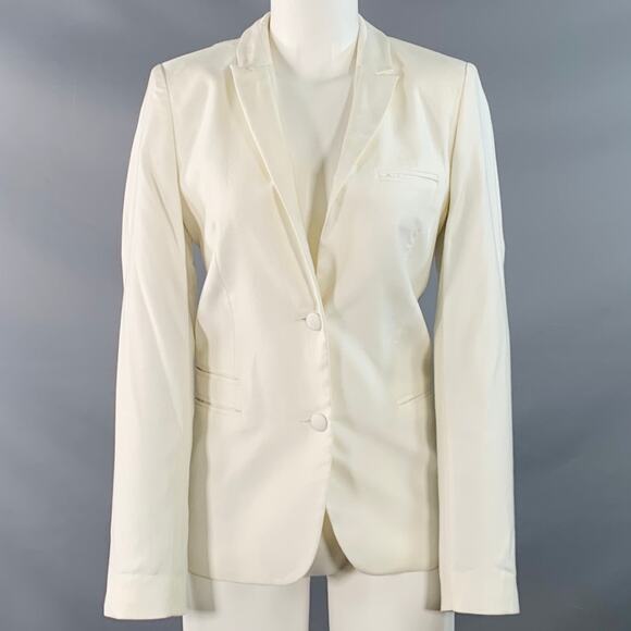 ZADIG & VOLTAIRE Size M Vedaxa Deluxe White Viscose Cotton Woven Jacket Blazer - Picture 1 of 8